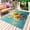 Yellow Teal, variant on Yellow Sunflower Outdoor Rug 5x7 Ft - Reversible Patio Rug Outdoor Camping Rugs, Spring Butterfly Teal Abstract Vintage Indoor Outdoor Area Rugs, Non-Slip Outdoor Carpet Runner for Deck/Porch