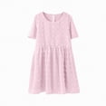 thumbnail image 2 of NIEWTR Robe d'Été Unie pour Filles Manches Bouffantes Taille Ajustée Robe Trapèze (Rose, 4-5 Ans), 2 of 4