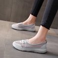 thumbnail image 4 of TOWED22 Women's Shoes Faux Suede Rhinestone Ribbon Square Toe Ballet Flat(Grey,7), 4 of 5
