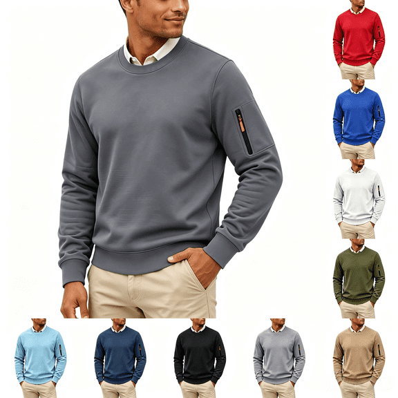 ZORYEVY Long Sleeve Mens Sweatshirt Casual Lightweight Winter Sweatshirts for Men Solid Pullover Loose Crewneck Tops