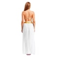 thumbnail image 2 of YiZYiF Women's Belly Dance Costume Halter Crop Top with Sequin Tassel Split Mesh Long Skirt 2Pcs Set White A XL, 2 of 6