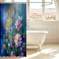thumbnail image 3 of Erosebridal Cute Dragonfly Shower Curtain 72Wx72L,Cartoon Watercolor Flower Bathroom Curtain,Blue Purple, 3 of 5