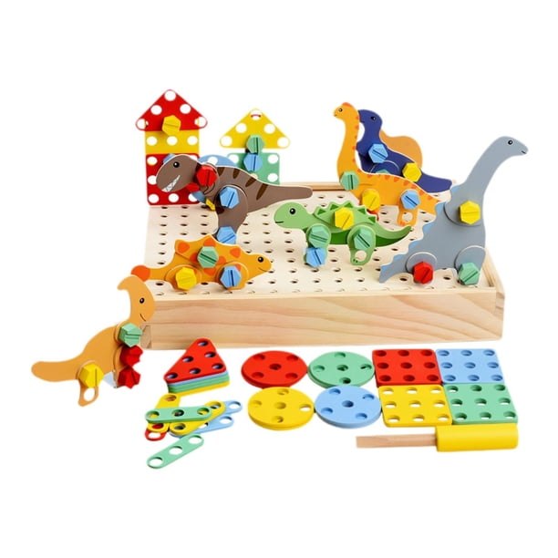 Herramienta de tornillo para niños, juego de simulación, destornillador, juguete de construcción DIY para niños. Dinosaurio