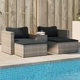 thumbnail image 1 of vidaXL 5 Piece Garden Sofa Set with Cushions Grey Poly Rattan Acacia, 1 of 5