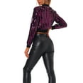 thumbnail image 3 of INSPIRE CHIC Women's  Metallic Long Sleeve Stand Collar Zipper Cropped Bomber Jacket XS Fushcia, 3 of 6