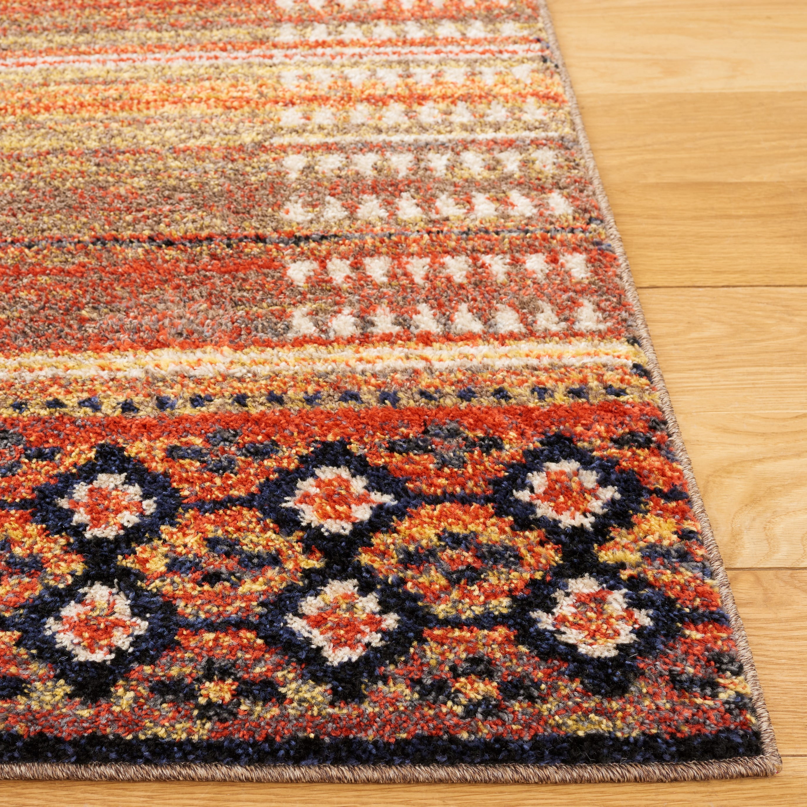 SAFAVIEH Adirondack Maria Stripe Area Rug, Ivory/Blue Grey, 5'1" x 7'6"