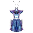 thumbnail image 3 of Hansber Women's Space Alien Outfit Shiny Metallic Cut Out A-Line Mini Dress with Alien Headwear and Gloves Blue 3XL, 3 of 6