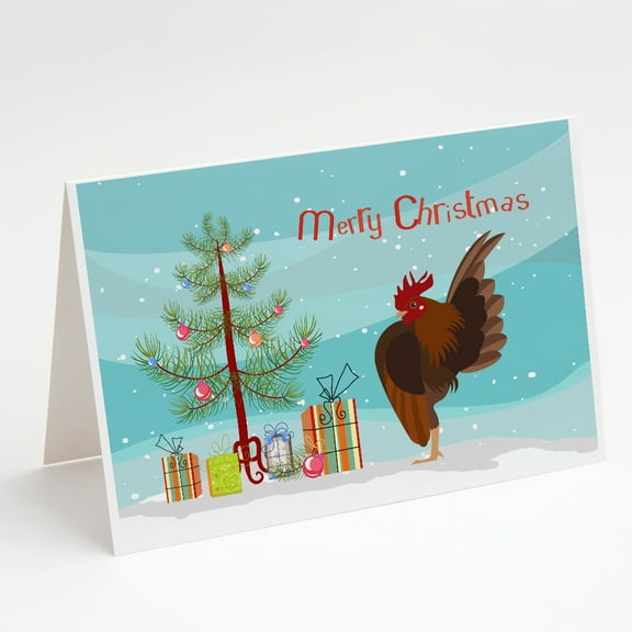Malaysian Serama Chicken Christmas Greeting Cards and Envelopes Pack of 8