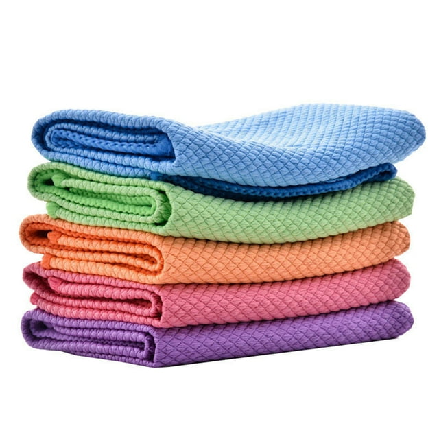 JIEMUCES 1/5Pcs Rag Cleaning Clothes 30*40cm Streak-Free Lint-Free Polishing Reusable Durable Fish Scale Pattern Kitchen Dishwashing Clothes