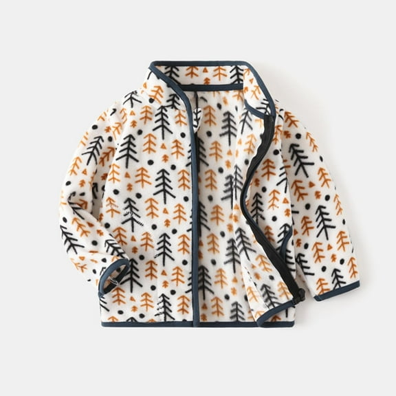 Rvasteizo Boys Fleece Jacket Print Reversible Fleece Zip Long Sleeve Coat for Kids Fall Winter