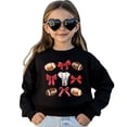 thumbnail image 2 of Elephant Mascot Sweatshirt for Women Teens & Girls Crimson Red Bows and Footballs Pullover Black Sweatshirt Youth Small, 2 of 5