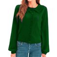 thumbnail image 2 of Diconna Women's Long Sleeve Button Cardigan Sweater Lapel Cable Knit Short Sweater Jacket, 2 of 5