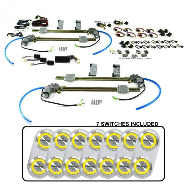 Autoloc 18545 Kit de Vitres Plates à 4 Portes avec 7 Interrupteurs Daytona - Éclairage Jaune