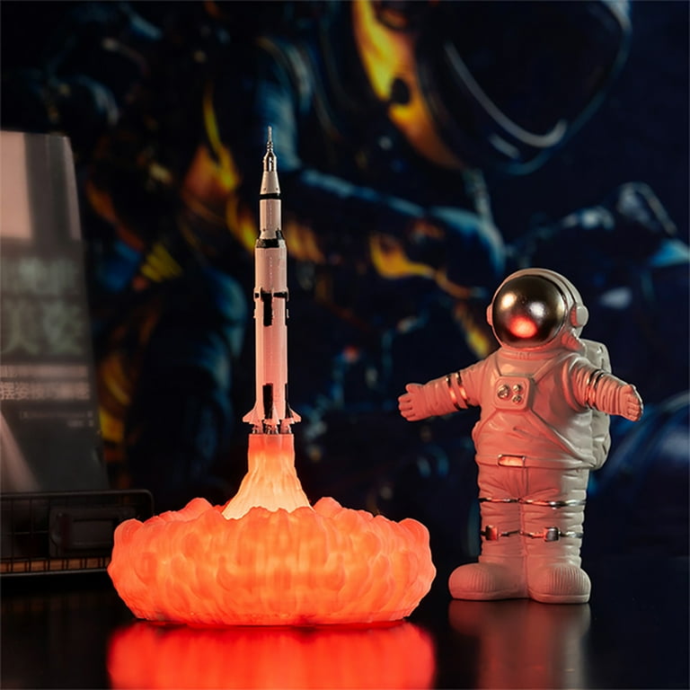 VerPetridure 3D Printed Rocket Light Moon Light Space Shuttle Smart Home Night Light Novel Strange Table Lamp Large