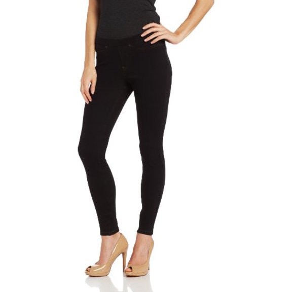 HUE Women's Solid Color Original Jeanz Denim Legging (Medium, Black)