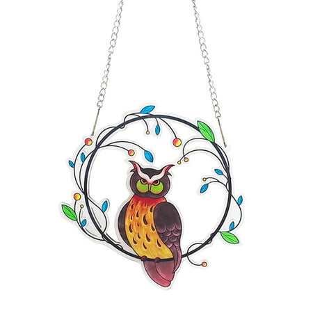 

Huaai Stained Hummingbird Owl Window Hangings Suncatcher Acrylic Pendant Colorful Ornament Indoor And Outdoor Crafts Hanging Decorations Birds Garden Decoration Gift C
