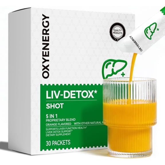 OxyEnergy Liver Support Supplement with Organic Milk Thistle, Turmeric & Dandelion, Daily Digestion, Detox & Cleanse -30 Packs