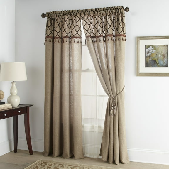 Lanco Monty Semi-Sheer Window Curtain Panel with Rod Pocket Top, Taupe, 57 x 84 18" (Set of 2)