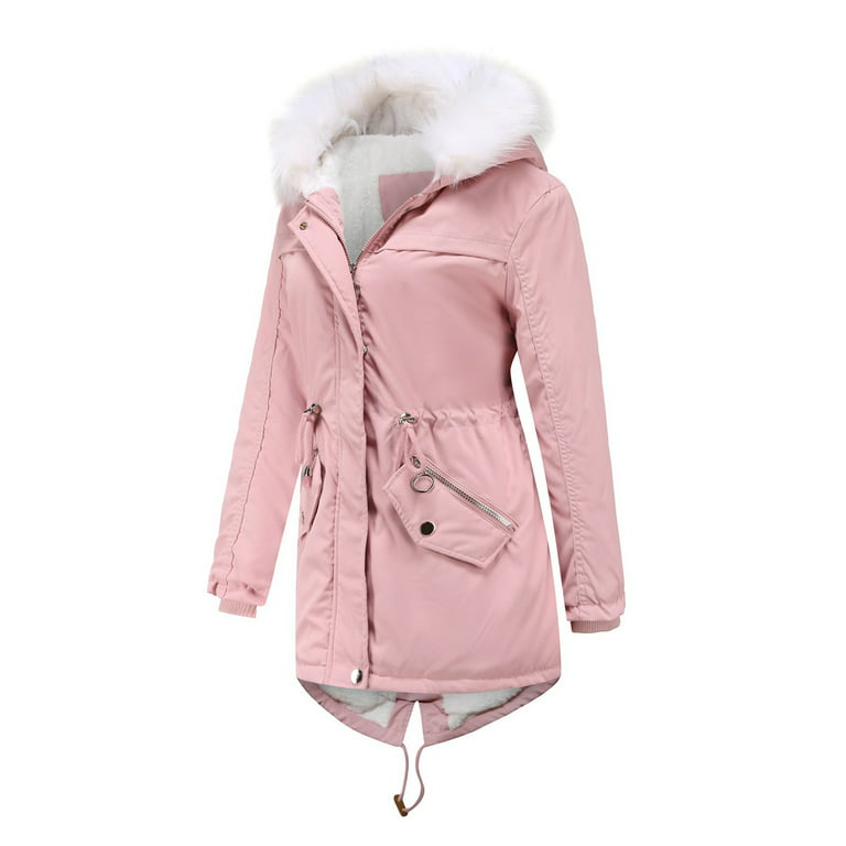Babysbule Winter Jackets for Women Clearance Womens Warm Long Coat Hoodies  Collar Jacket Slim Winter Parkas Outwear Coats 