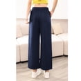 thumbnail image 6 of Navy blue wide leg pants women's cropped pants summer loose straight leg pants new elastic waist casual pants, 6 of 8