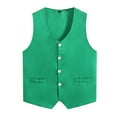 thumbnail image 2 of Hansber Womens Mens Button Irregular Hem Vest Adult Waiter Bartender Work Uniform Unisex Volunteer Green 3XL, 2 of 5
