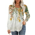 thumbnail image 2 of AOOCHASLIY Fall Tops for Women Ladies Blouses Dressy Casual Fall Hippie Tshirts Shirts Long Sleeve Cute Tops Floral Tunics Tops Crew Neck Dirndl Blouse, 2 of 5
