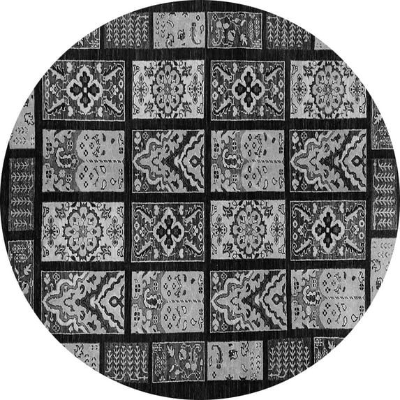 Ahgly Company Indoor Round Abstract Gray Modern Area Rugs, 4' Round