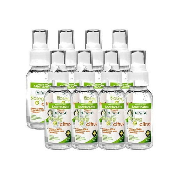 Spray sanitizante Bioseg 8pz Citrus Antibacterial Orgánico 60 ml cada uno