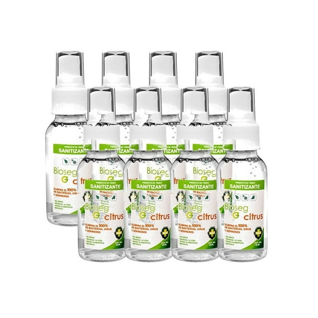 Spray sanitizante Bioseg 8pz Citrus Antibacterial Orgánico 60 ml cada uno