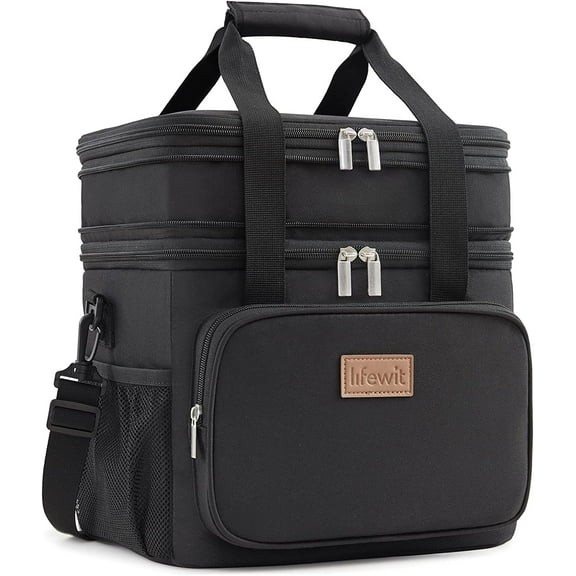 Lifewit Lunch Box for Men Women Double Deck Lunch Bag, Large Insulated Soft Cooler Bag 12L Black