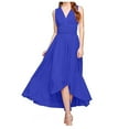 thumbnail image 2 of Fesfesfes Women Formal Dress Fashion Solid Color Night Dress Lace Up Sleeveless Women Gowns V-Neck Strap Dress, 2 of 5