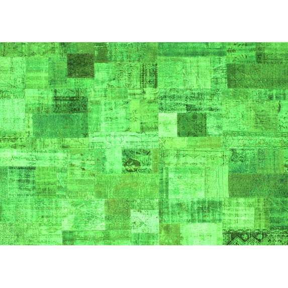 Ahgly Company Indoor Rectangle Patchwork Green Transitional Area Rugs, 6' x 9'