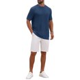 thumbnail image 2 of INSPIRE CHIC Men's Waffle Texture Short Sleeve Crew Neck Solid Casual Knitted T-Shirts M Dark Blue, 2 of 7