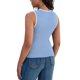 thumbnail image 3 of ATHLECHIC Camisetas de punto acanalado para mujer, con bloque de color, ajustadas, de cuello redondo, chalecos de verano casuales, S, azul claro y blanco, 3 of 5