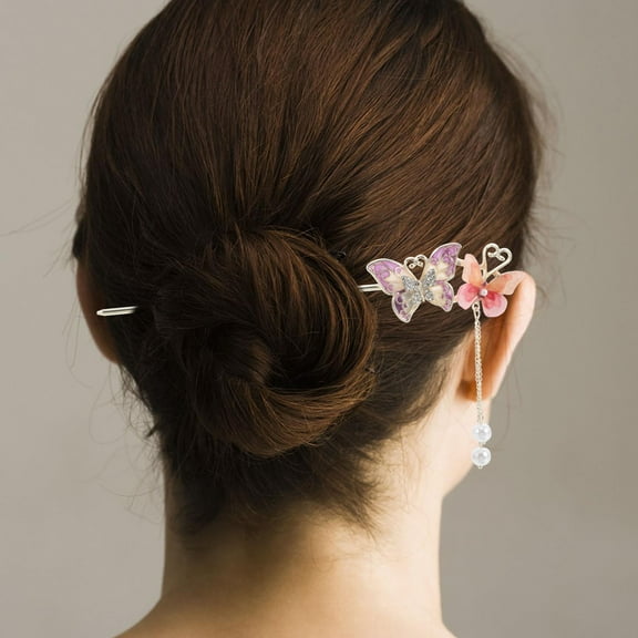 CTIRCHIU Traditional Chinese Hair Chopsticks with Vibrant Flower Design and Tassel Updo Hair Accessory