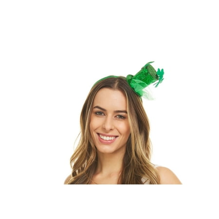 Way to Celebrate St. Patrick's Day Glitter Mini Top Hat Light Up Headband, Green