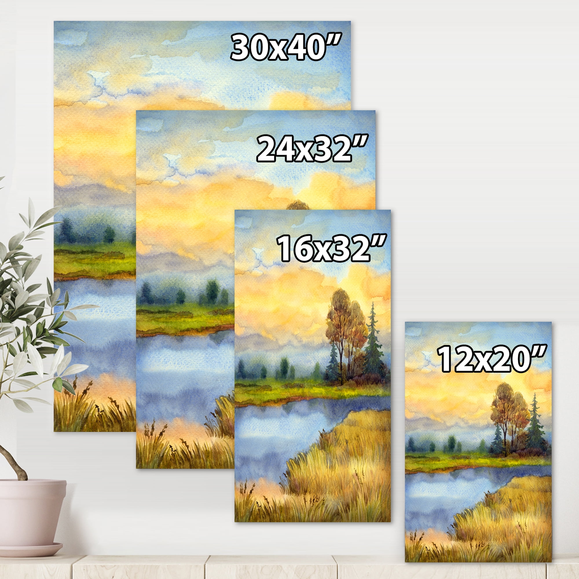 Designart ' The Awakening of Nature Over Meadows ' Lake House Canvas Wall Art Print