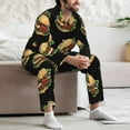 thumbnail image 5 of Mens Pajamas Set, Cute Hamburger Black Button Down Long Sleeve Loungewear Sleepwear Pjs sets for Men, 5 of 5