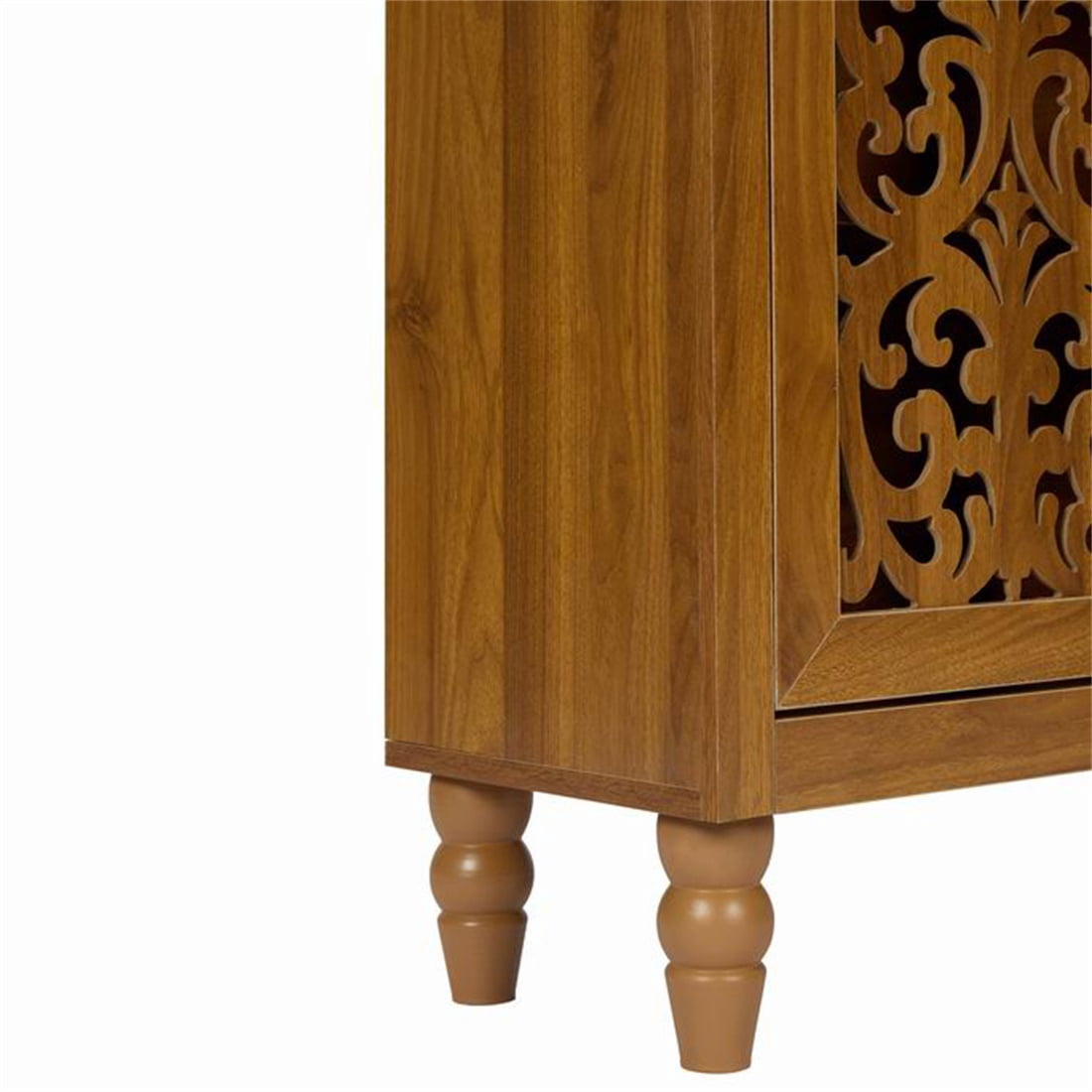 Hommoo 66" Tall Vintage Arched Carved Wooden Cabinet, Open Shelf Bookcase, Freestanding Hollow Carved Decorative Storage Shelf for Home & Office
