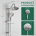 thumbnail image 3 of Akicon High Pressure Rain Shower Head with Handheld Spray Combo, Dual Shower Head with 6 Spray Modes, Rainfall Showerhead System with Adjustable Height Slide Bar for Bathroom, 3-Way Diverter, 3 of 5