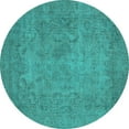 thumbnail image 1 of Ahgly Company Machine Washable Indoor Round Oriental Turquoise Blue Industrial Area Rugs, 7' Round, 1 of 4