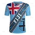 thumbnail image 3 of Camiseta con cuello en V y estampado 3D de la bandera de la República de Fiji Camiseta con cuello en V y emblema gráfico de rugby de Fiji para hombres Camisetas de moda, 3 of 5