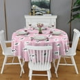 thumbnail image 2 of Pink Halloween Skulls Round Tablecloth 60"x60",Wrinkle Wipeable Table Cloth for Kitchen Dining Room Picnic Patio Party, 2 of 6