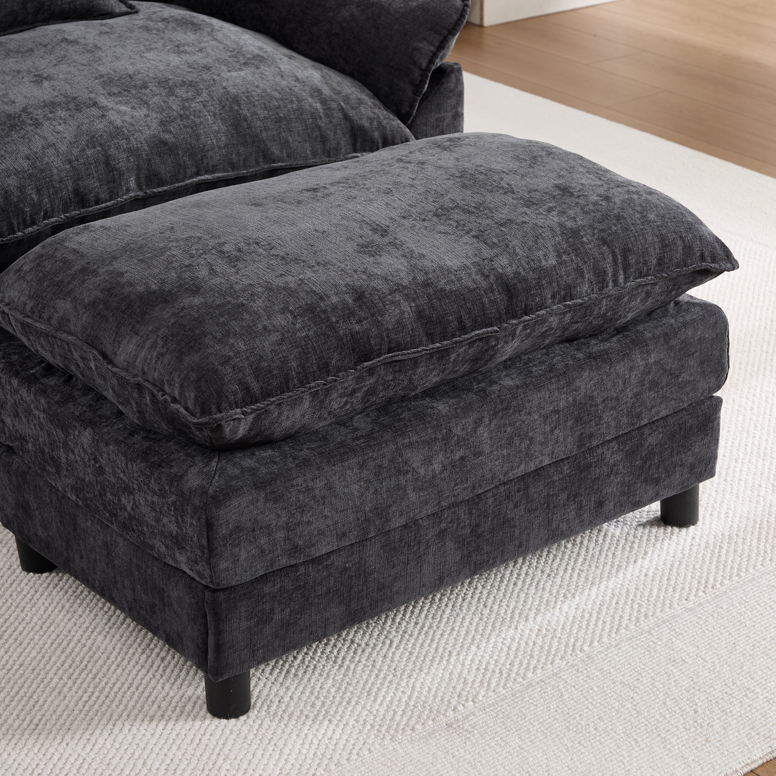 44.5" Accent Chair with Ottoman Club Chair Chenille Upholstered Armchair