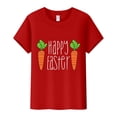 thumbnail image 5 of Prolriy T-Shirts de Pâques pour Femmes Joyeuses Pâques T-Shirt à Manches Courtes Col Rond Imprimé Carotte Tenue de Pâques pour Femmes, Hauts pour Femmes Rouge m, 5 of 5