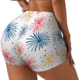 thumbnail image 2 of Kdxio Bright Colorful Fireworks Print Workout Shorts for Women Seamless Soft Smooth Gym Yoga Scrunch Active Shorts, 2 of 5