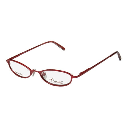New Thalia Ave Womens/Ladies Designer Full-Rim Cherry Stainless Steel Ophthalmic Modern Frame Demo Lenses 46-16-130 Spring Hinges Eyeglasses/Glasses