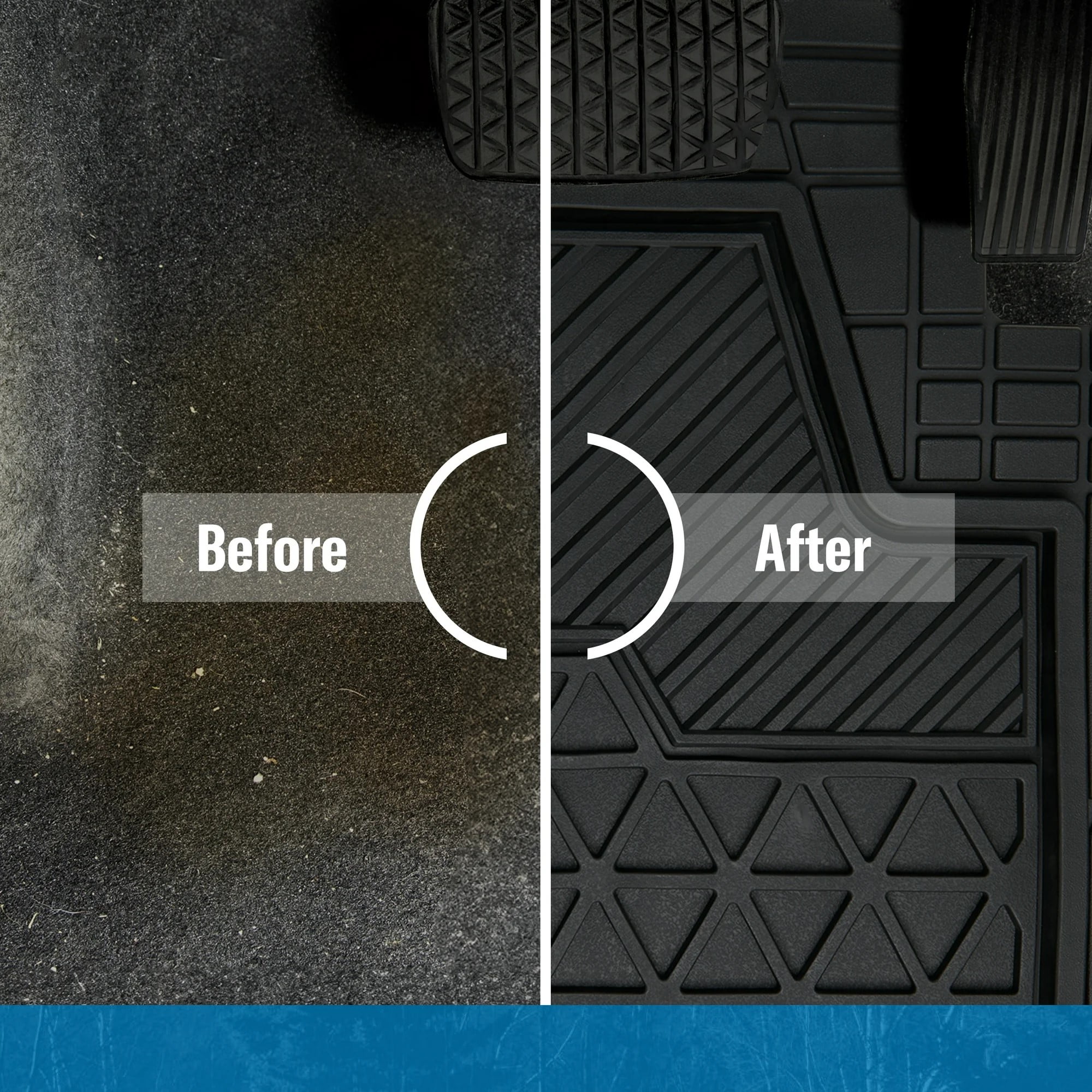 Genuine Dickies 3 Piece Rubber Floor Mat Set Adjustable Rear Mats Black, 88100WDI
