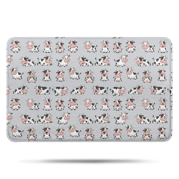 Gray Cow Expression Pattern Bathroom Rugs Mat,Non Slip Microfiber Bathroom Rug,Rubber Backing,Soft Bathroom Mats for Bathroom Floor,Tub and Shower,17x27in(43x68cm)