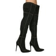 thumbnail image 2 of New Women MACKIN J 181-1 Faux Suede Thigh High Pointy Toe Studded Stiletto Boot, 2 of 3
